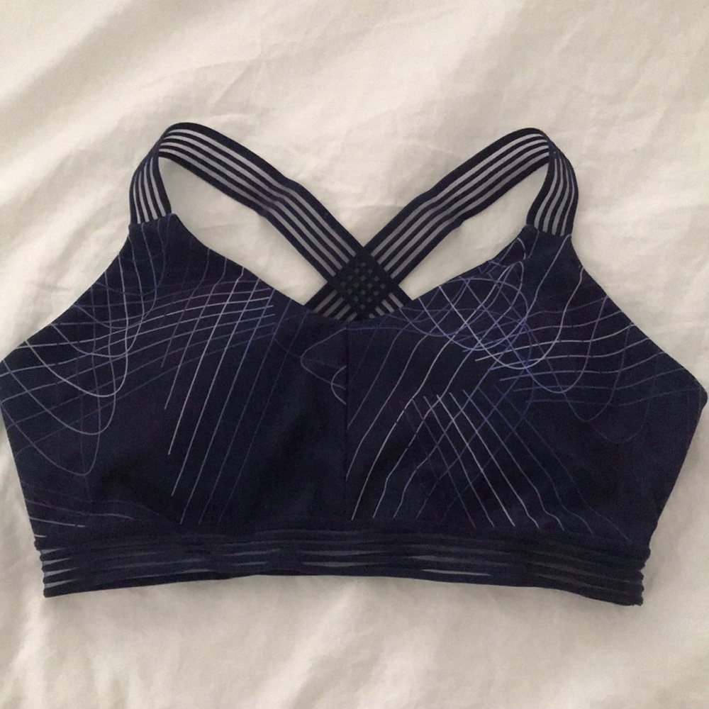 Navy Striped Fabletics Sports Bra